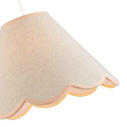 Rackhams Scallop Edge Natural Textured Linen Coolie Lamp Shade with Pink Trims - thumbnail 4