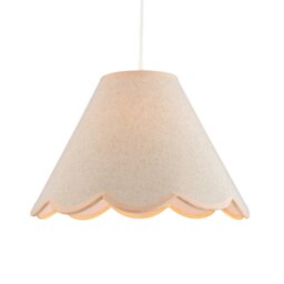 Rackhams Scallop Edge Natural Textured Linen Coolie Lamp Shade with Pink Trims - thumbnail 2