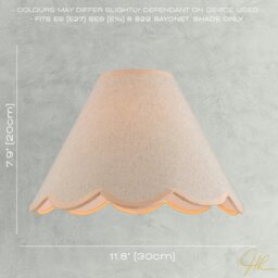 Rackhams Scallop Edge Natural Textured Linen Coolie Lamp Shade with Pink Trims - thumbnail 6