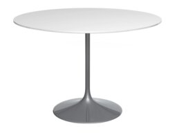 Rackhams Swan Circular Dining Table - Large - Dark Chrome - Gloss White - thumbnail 1