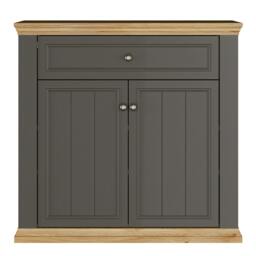 Rackhams Pontypool 2 Door 1 Drawer Small Sideboard in Wolfram Grey and Mauvella Oak - W 98.9 X  H 95.3 X  D 43.5cm - Wolfram Grey & Mauvella Oak - 1 - thumbnail 3