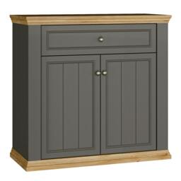 Rackhams Pontypool 2 Door 1 Drawer Small Sideboard in Wolfram Grey and Mauvella Oak - W 98.9 X  H 95.3 X  D 43.5cm - Wolfram Grey & Mauvella Oak - 1 - thumbnail 2