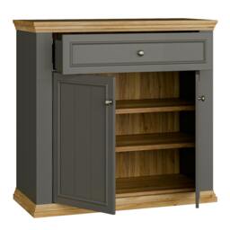 Rackhams Pontypool 2 Door 1 Drawer Small Sideboard in Wolfram Grey and Mauvella Oak - W 98.9 X  H 95.3 X  D 43.5cm - Wolfram Grey & Mauvella Oak - 1 - thumbnail 5