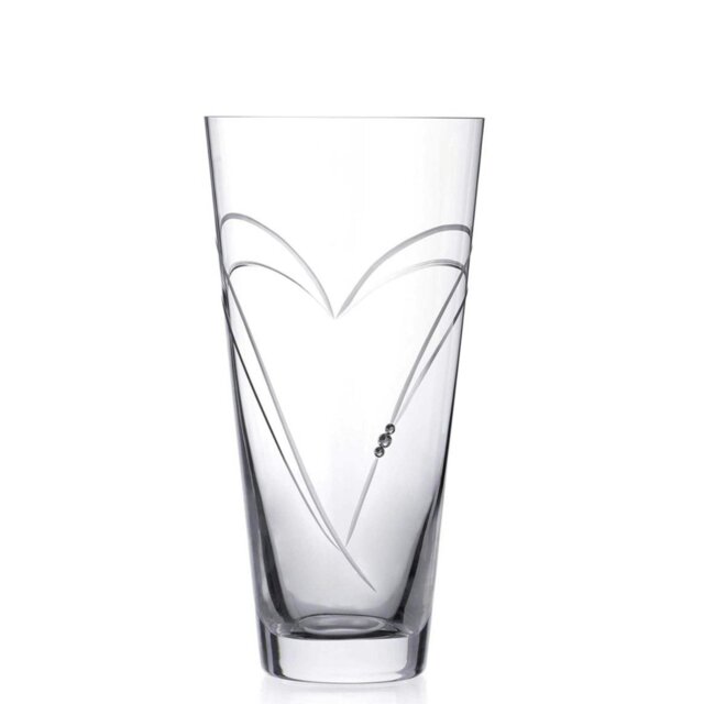 Rackhams Hearts Hand Cut Conical Vase Adorned with Crystals by Swarovski® - 25cm (9.84in) - Made From Premium Lead Free Crystal Glass - image 1
