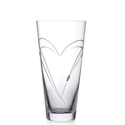 Rackhams Hearts Hand Cut Conical Vase Adorned with Crystals by Swarovski® - 25cm (9.84in) - Made From Premium Lead Free Crystal Glass
