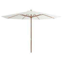 Rackhams Outdoor Parasol with Wooden Pole 350 cm Sand White - thumbnail 1