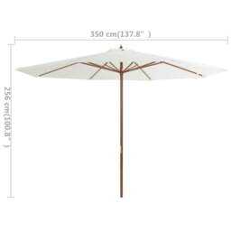 Rackhams Outdoor Parasol with Wooden Pole 350 cm Sand White - thumbnail 4