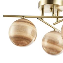 Rackhams Modern Antique Brass Ceiling Light with Amber Tone Marble Glass Shades - thumbnail 6
