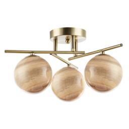 Rackhams Modern Antique Brass Ceiling Light with Amber Tone Marble Glass Shades - thumbnail 3