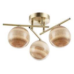 Rackhams Modern Antique Brass Ceiling Light with Amber Tone Marble Glass Shades - thumbnail 2