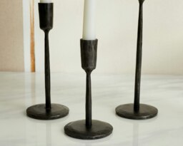 Rackhams Margo Rustic Black Candle Holder Set - thumbnail 3