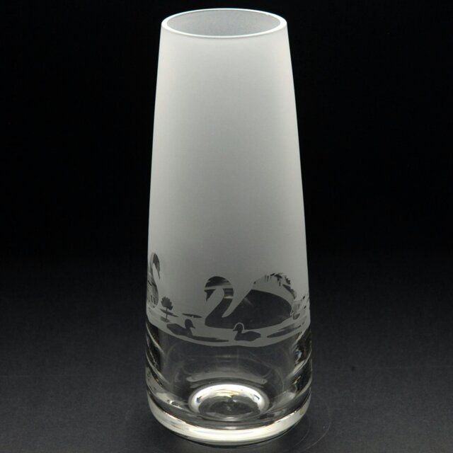 Rackhams Swan Glass Bud Vase - Hand Etched/Engraved Gift - image 1