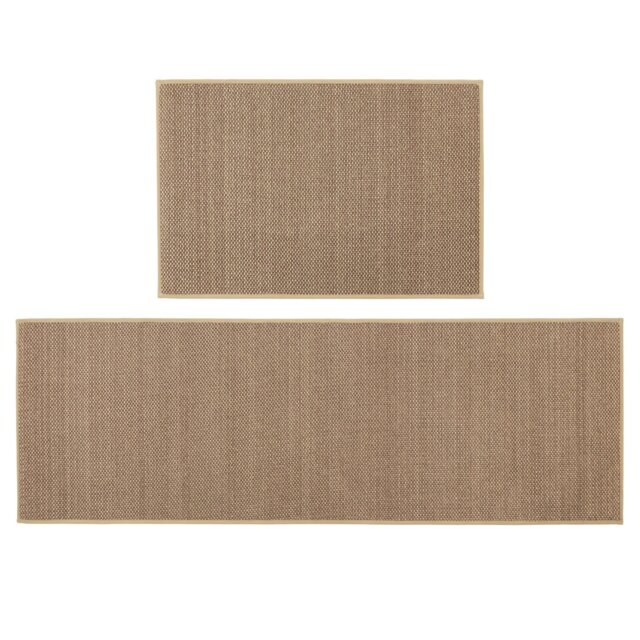 Rackhams Antarra Machine Washable Entrance Doormat and Runner Set - Beige - image 1