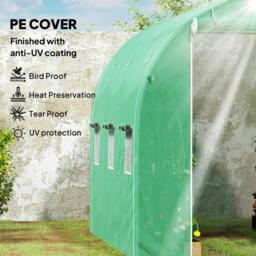 Rackhams Polytunnel Greenhouse with PE Cover, Galvanised Steel Frame, Green - 296L x 196W x 200H cm - Green - Polytunnel Greenhouse - thumbnail 4