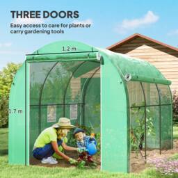 Rackhams Polytunnel Greenhouse with PE Cover, Galvanised Steel Frame, Green - 296L x 196W x 200H cm - Green - Polytunnel Greenhouse - thumbnail 5