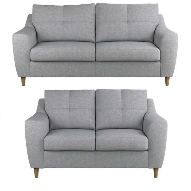 Rackhams Baxter Tufted Fabric Sofa Suite - Silver - image 1