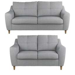Rackhams Baxter Tufted Fabric Sofa Suite - Silver - thumbnail 1