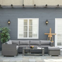 Rackhams 6PC PE Rattan Corner Sofa Set Outdoor Conservatory Furniture - thumbnail 2