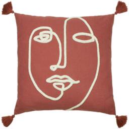 Rackhams Uno Face Cushion Cover - Brick Red - One Size - Brick Red - 100% Polyester - thumbnail 1