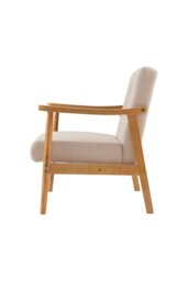 Rackhams Beige Modern Wood Frame Upholstered Armchair - Beige - thumbnail 4