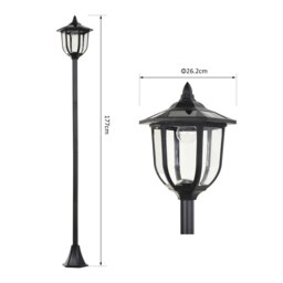 Rackhams Solar Torch Lights Outdoor Garden with 6 LED Auto On/Off 6-8 Hours - Black - 18.5cm x 18.5cm x 129cm - thumbnail 5