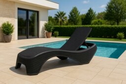 Rackhams MALDIVES Black Outdoor High-End PU Rattan Adjustable Sun Lounger-Fully Assembled - thumbnail 4