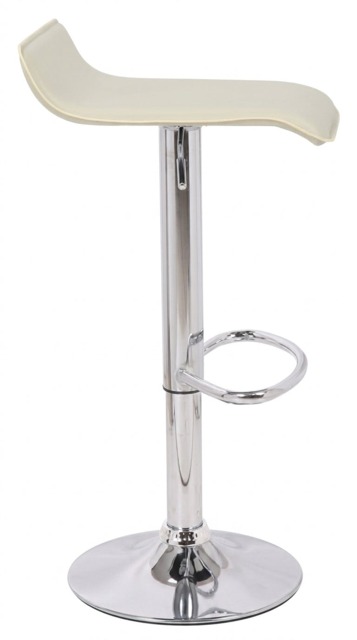 Rackhams Baceno Single Kitchen Bar Stool, Chrome Footrest, Height Adjustable Swivel Gas Lift, Breakfast Bar & Home Barstool, Cream - image 1