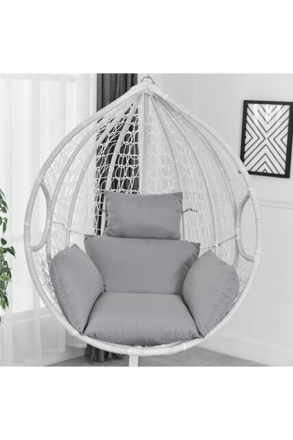 Rackhams Egg Hanging Chair Cushion Replacement Cotton Filled - Grey - image 1