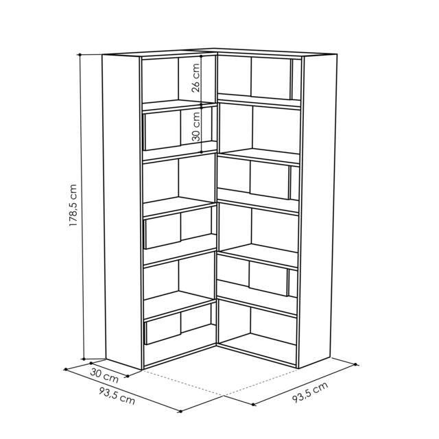 Rackhams Molly Corner Bookcase 5 Tier Wall Mounted 178.6x93.6x29.6cm - Anthracite Grey - image 1