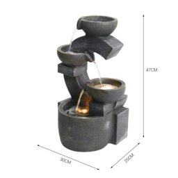 Rackhams C Shaped Outdoor Fountain Garden Patio Water Feature LED Light Cascade Bowl - thumbnail 5