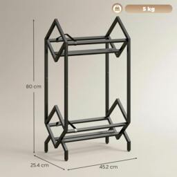 Rackhams 50 CD Storage Rack, 2-Tier Metal Display Rack for CDs, DVDs, Black - Black - 45.2L x 25.4W x 80H cm - 1 - thumbnail 3
