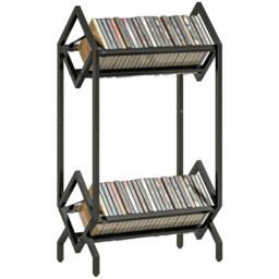 Rackhams 50 CD Storage Rack, 2-Tier Metal Display Rack for CDs, DVDs, Black - Black - 45.2L x 25.4W x 80H cm - 1 - thumbnail 2