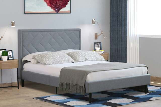 Rackhams Tiverton Ottoman Bed Frame: Fabric Design for a Touch of Luxury - Light Grey - 4ft6 - image 1