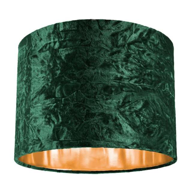 "Rackhams Modern Green Crushed Velvet 10"" Table/Pendant Lampshade with Shiny Copper Inner" - image 1