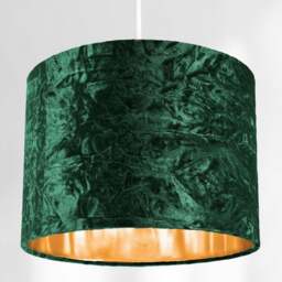 "Rackhams Modern Green Crushed Velvet 10"" Table/Pendant Lampshade with Shiny Copper Inner" - thumbnail 5