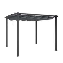 Rackhams 9ft Aluminum Patio Pergola with Sun-Shade Canopy - Size C - thumbnail 6
