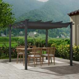 Rackhams 9ft Aluminum Patio Pergola with Sun-Shade Canopy - Size C - thumbnail 1