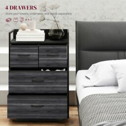 Rackhams Bedroom Chest of Drawers 4 Drawer Dresser w/ Shelf, Black - Rustic Brown - 4 - thumbnail 5