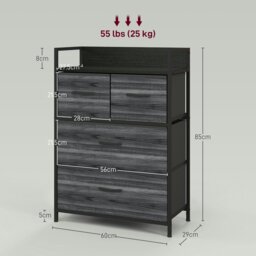 Rackhams Bedroom Chest of Drawers 4 Drawer Dresser w/ Shelf, Black - Rustic Brown - 4 - thumbnail 4