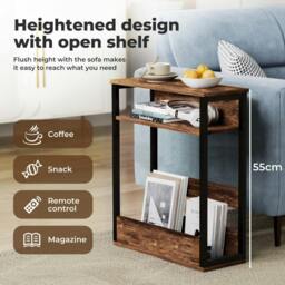Rackhams Coffee Table with Storage Shelf Bedside Cabient Sofa Side End Tables - thumbnail 4