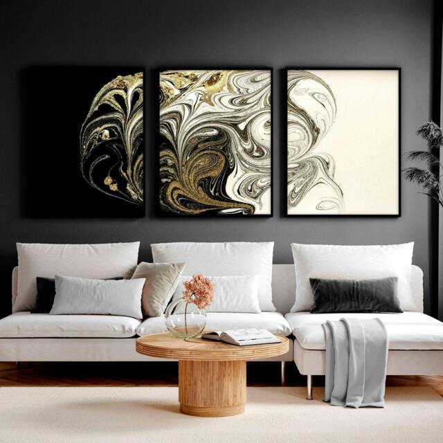 Rackhams Unique wall art for living room - set of 3 wall art prints - 20 x 30 in / 50 x 76 cm - Matte Museum Quality Art Paper 290 gsm - Oak Frame - image 1