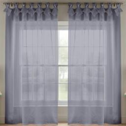 Rackhams Linen Look Voile Tab Top Curtain Pair - Silver - 145cm width x 183cm drop