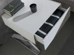Rackhams Bedside Table White Wood and Chromed Steel 7007 - thumbnail 5