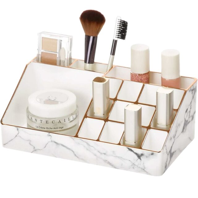 Rackhams White Marble-Style Makeup Organiser - image 1
