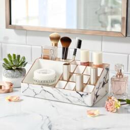 Rackhams White Marble-Style Makeup Organiser - thumbnail 2