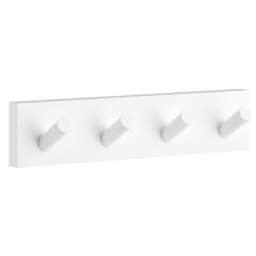 Rackhams Matt WhiteQuadruple Towel Hook Rail 40mm x 178mm Wall Mounted Bathroom Rectangular Robe Hooks Clothes Hanger Coat Peg