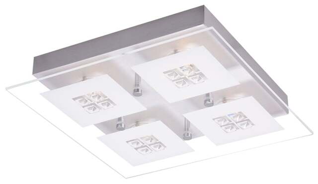 Rackhams Designer Brushed Chrome LED Bathroom Light with Glass Insets