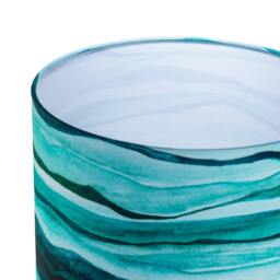 Rackhams Sea Waves Drum Lamp Shade in Teal Duck Egg and Navy Blue - 30cm Linen - thumbnail 4