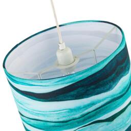 Rackhams Sea Waves Drum Lamp Shade in Teal Duck Egg and Navy Blue - 30cm Linen - thumbnail 3