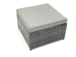 Rackhams Outdoor Garden Furniture Set 7 Pieces Rattan Sofa Set with Coffee Table 3 Footstools Dark Grey Mixed - thumbnail 5